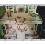 Laser Cut Dollhouse with Stairs Vector File