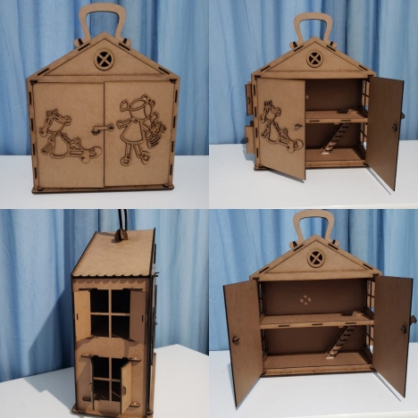 Dollhouse with Working Doors Laser Cut File