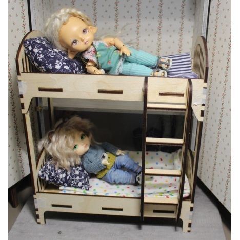 Dollhouse Bunk Bed with Stairs Laser Cut File