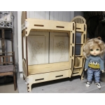 Dollhouse Bunk Bed with Stairs Laser Cut File