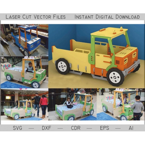 Pickup Truck Kids Bed Laser Cut File