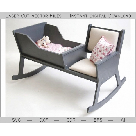 Laser Cut Baby Rocking Crib File