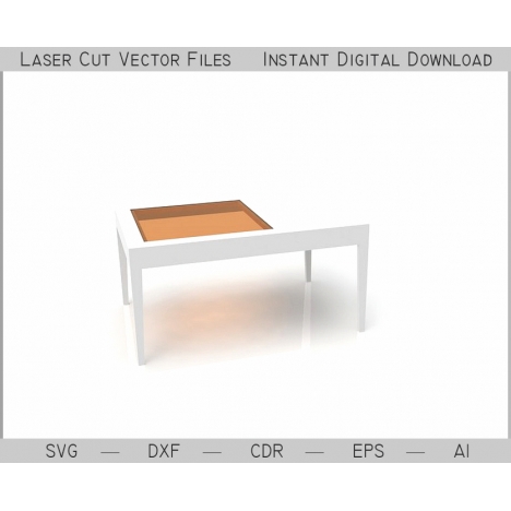 Coffee Table with Glass Laser Cut File