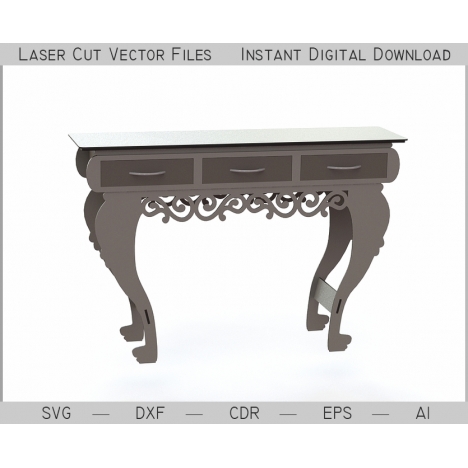 Laser Cut Table with Drawers File