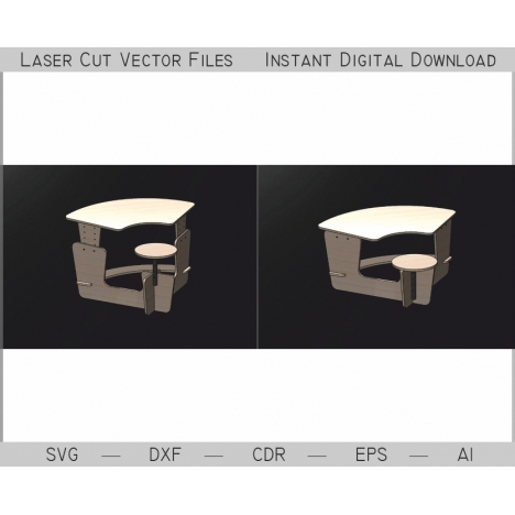 Adjustable School Desk and Chair Laser Cut File