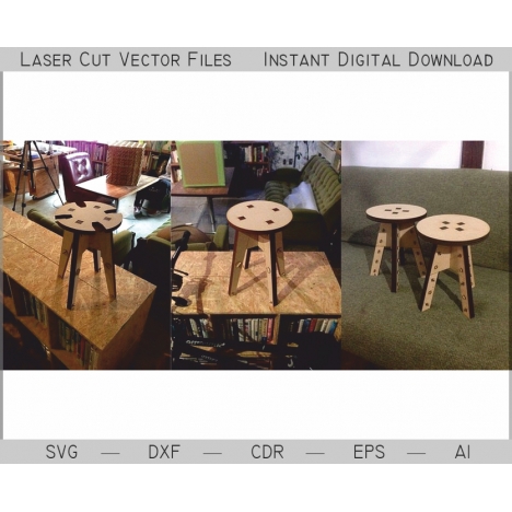 Laser Cut Stool Vector File