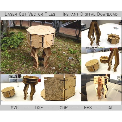 Laser Cut Stool Vector File