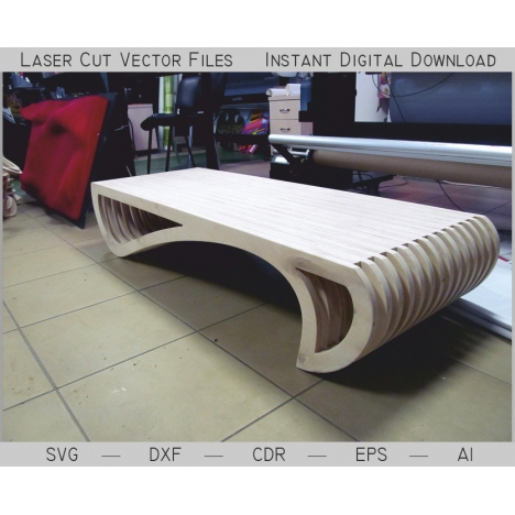 Wavy Bench Laser Cut File