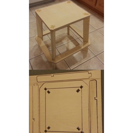 Laser Cut Stool with Footrest