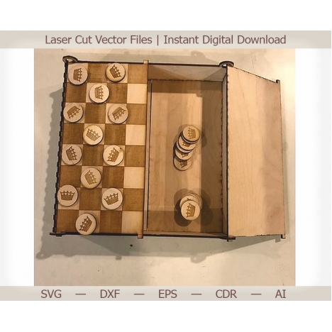 Laser Cut Chess Board with Storage Box