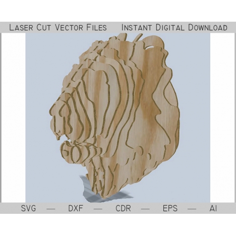 Layered African Lion Head Laser Cut File