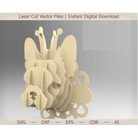 Bulldog Head Laser Cut File