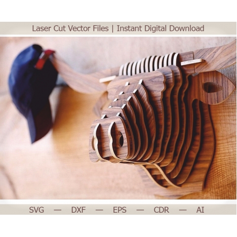 Bull Head Layered Wall Decor Laser Cut File
