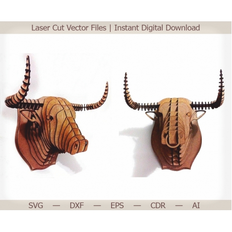 Bull Head Laser Cut File