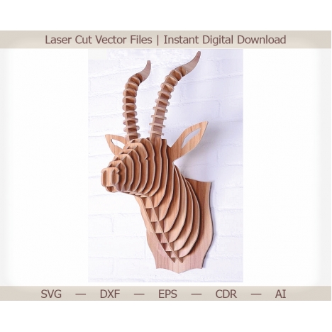 Gazelle Head Layered Wall Decor Laser Cut File