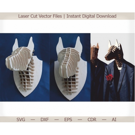 Doberman Head Laser Cut File