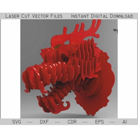 Dragon Head 3D Laser Cut File