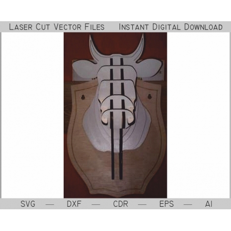 Cow Head Laser Cut File for Wall Decor