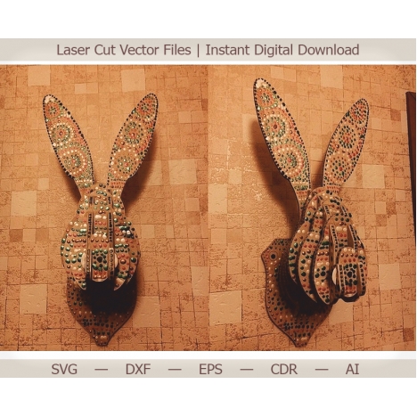 Rabbit Head Laser Cut File for Wall Decor