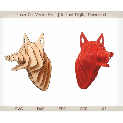 Fox Head 3D Wall Decor Laser Cut File