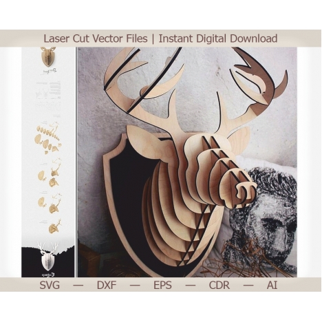 Layered Deer Head Laser Cut File