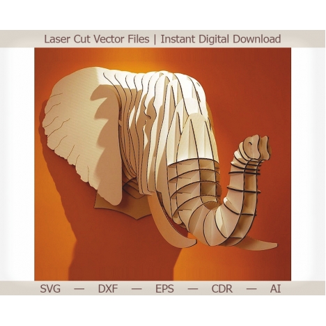 Elephant Head Laser Cut File for Wall Decor