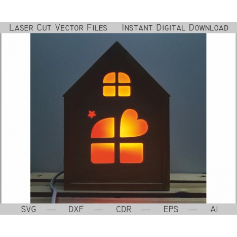 House Night Light Laser Cut File