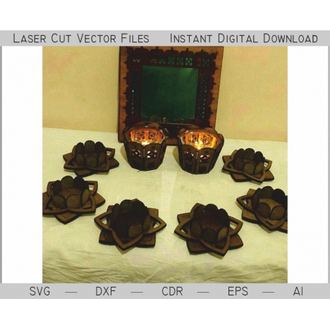 Lotus Candle Holder Laser Cut File