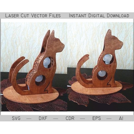 Cat Lamp Laser Cut File