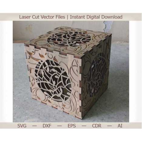 Laser Cut Lamp Vector File – Ornate Square Lantern Design