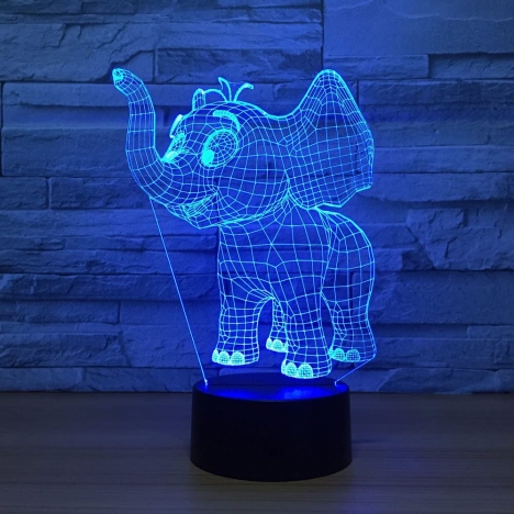 Baby Elephant Optical Illusion Lamp Laser Cut File