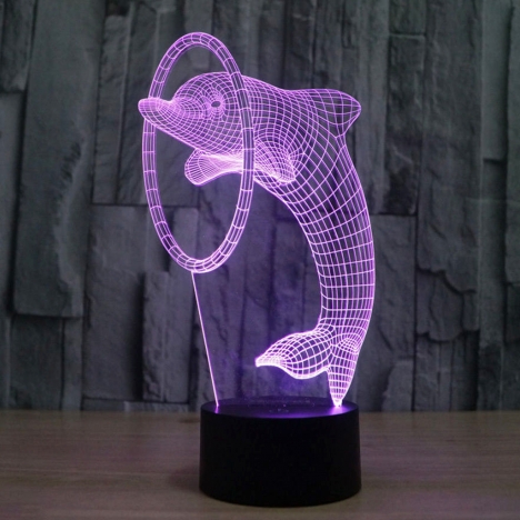 Dolphin 3D Illusion Lamp Laser Cut File