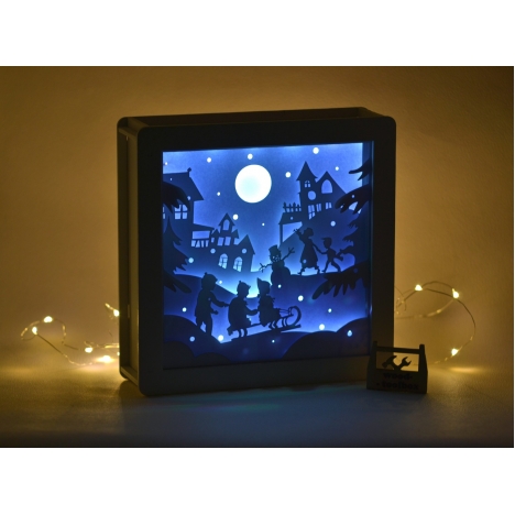Winter Scene Shadow Box Lamp Laser Cut File