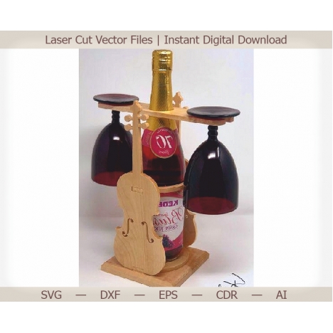 Laser Cut Minibar Bottle and Glass Holder