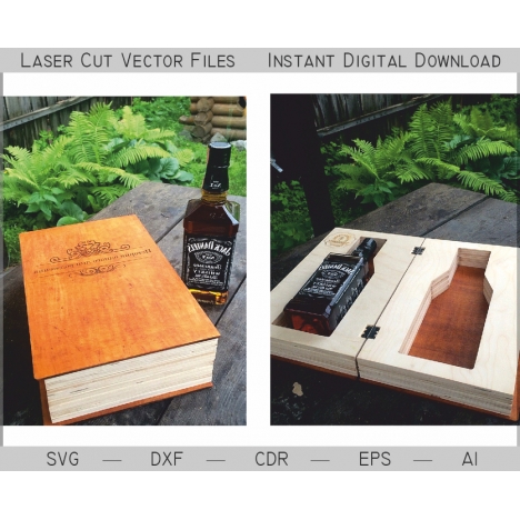 Макет Whiskey Book Box для лазерной резки