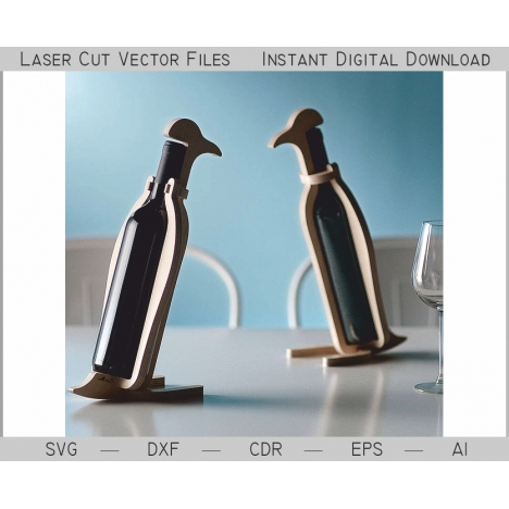 Penguin Bottle Stand Laser Cut File