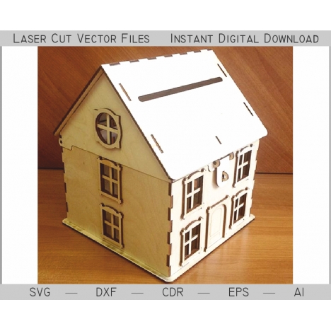 House Piggy Bank Laser Cut File