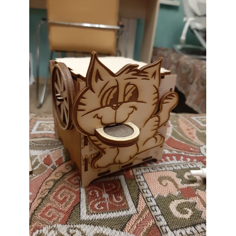Cat Coin Bank Box Laser Cut File