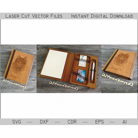 Wolf Business Notebook Laser Cut File
