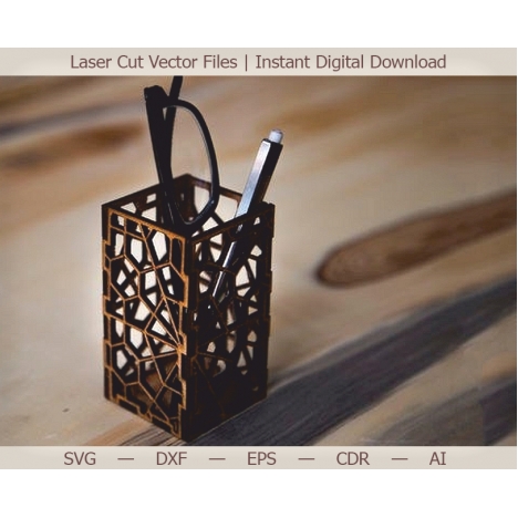 Laser Cut Pen Holder Organizer