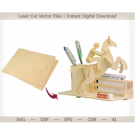 Horse Pencil Holder Laser Cut File