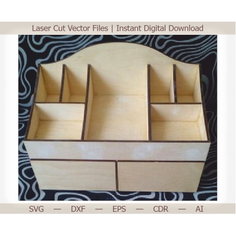 Laser Cut Desk Organizer with 2 Drawers