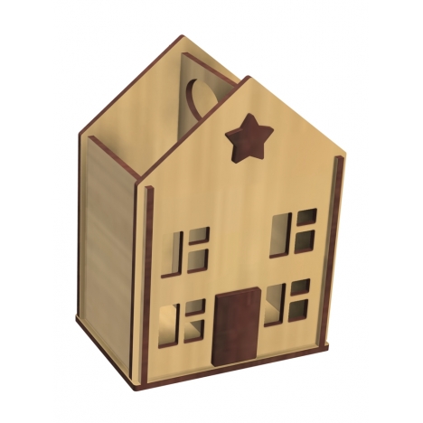 House Shaped Pencil Holder Laser Cut File