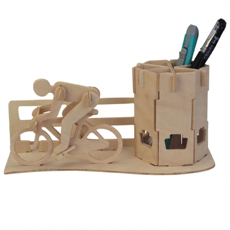 Cyclist Bicycle Pen Holder Laser Cut File