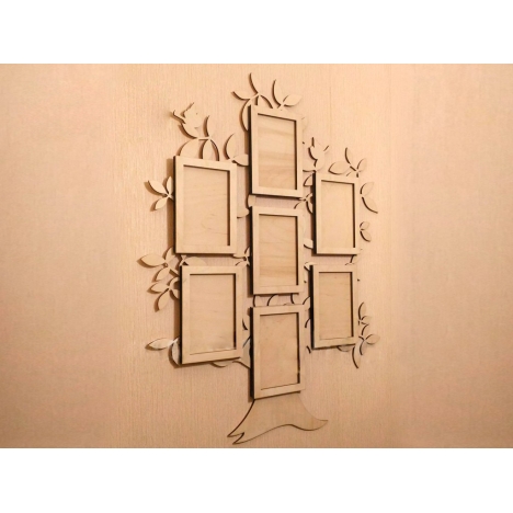 Tree Photo Frame Laser Cut File for 7 Photos