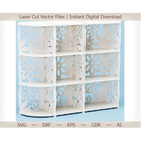 Decorative Floral Bookshelf Laser Cut File