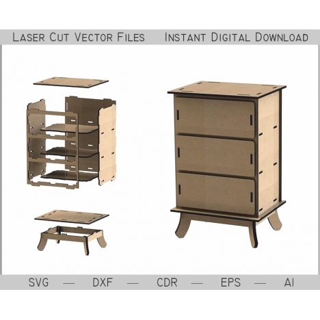 Chest of Drawers Laser Cut File