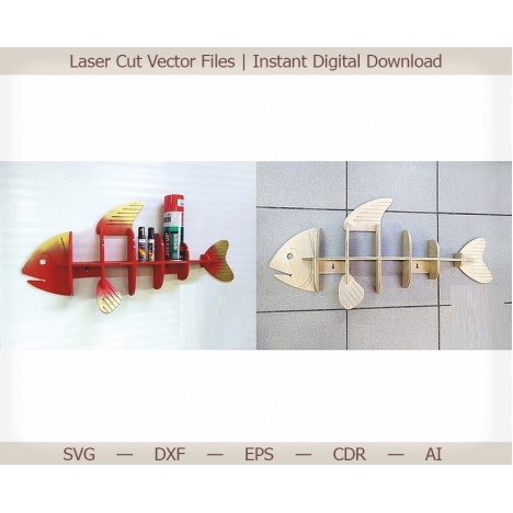 Fish Wall Shelf Laser Cut File