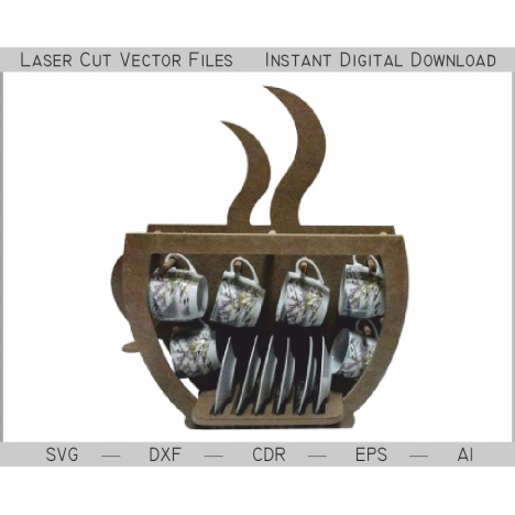 Tea Cup Shelf Laser Cut File