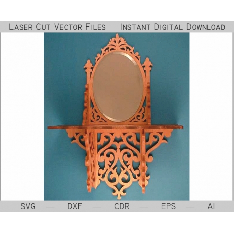 Laser Cut Wall Shelf with Mirror